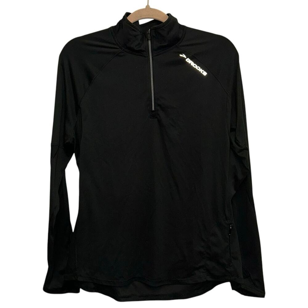 Brooks Black Half Zip Running Pullover‎ Thumbhole XL Women